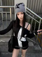 Seeslim imprimé croix graphique t-shirts femme à manches longues Blck Goth automne printemps hauts t-shirts femme vêtements 2000s vêtements Y2k Chic 2
