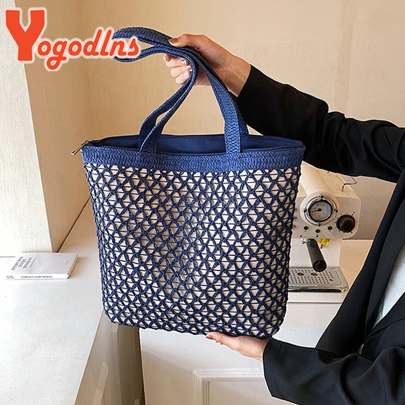 Luxury Design Straw Woven Tote Bags Summer Casual Large Capacity Handbags New Fashion Beach Women Shoulder Shopping