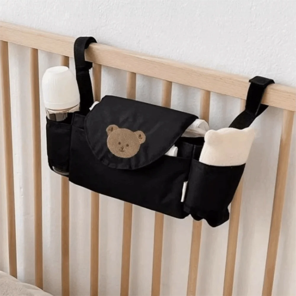 Cute Cartoon Stroller Organizer Bag Cloth Bear Pram Storage Bag Mommy Bag Diaper Bottle Stroller Hanging Bag Outdoor