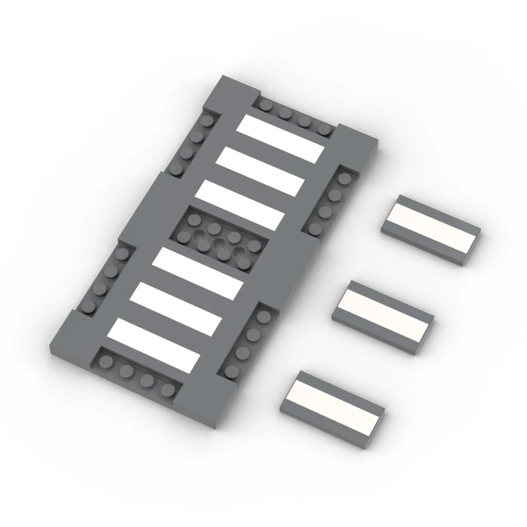 City Road Street Building Blocks Baseplate with Pedestrian Crossing - Creative Puzzle Toy Set