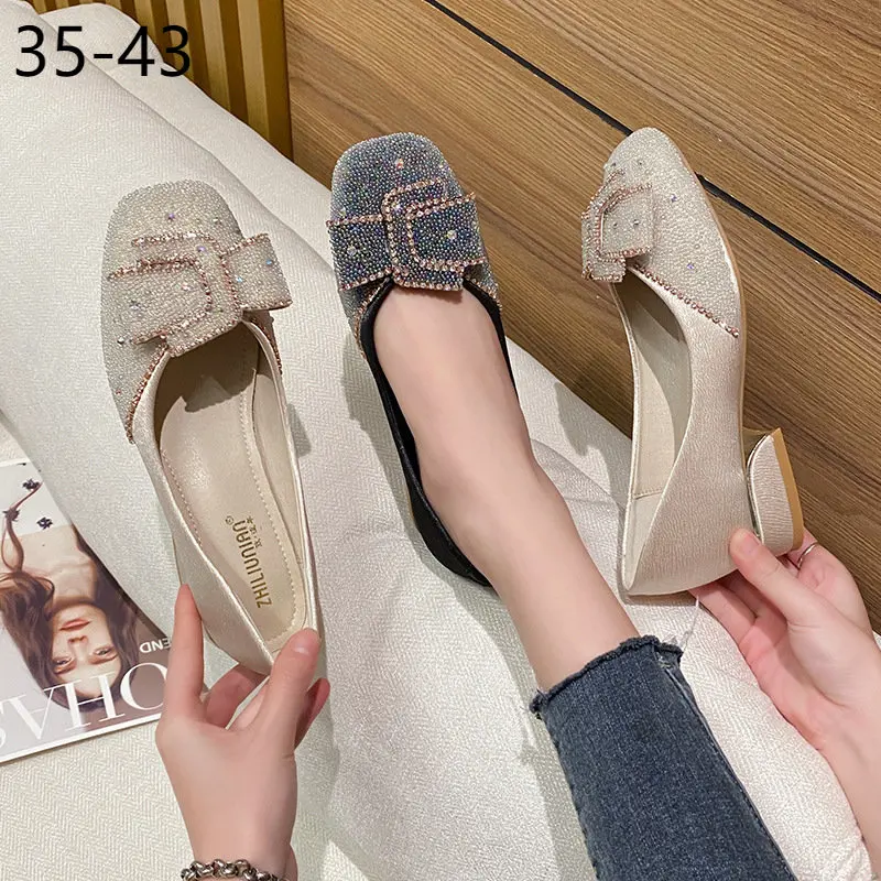 

41 42 43 Plus Big Over Large Size Autumn New Single Shoes Women's Thick Heel Fashion Shoes High Heels Heels Women Platform