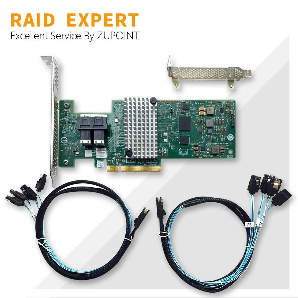 

ZUPOINT LSI 9302-8i RAID Controller Card 12Gbps SAS HBA IT Mode PCIe Expander Card For ZFS FreeNAS unRAID + 2* SFF8643 To SATA C