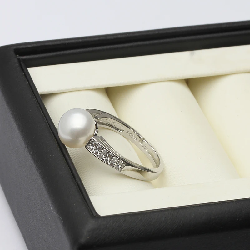 Echte natürliche Süßwasserperlenringe für Frauen, trendiger 925er Sterlingsilber-Perlenring, verstellbar, Mutter, Frau, Geburtstagsgeschenk – Detail 7
