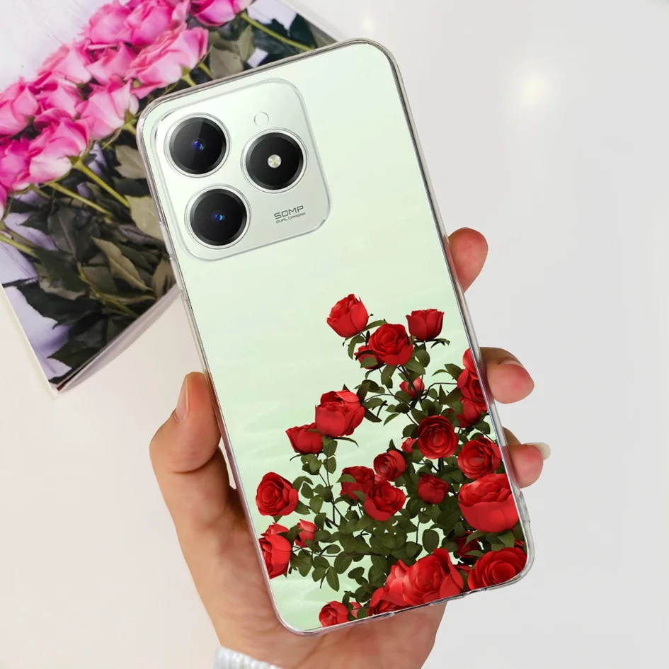Elegant Floral Soft Silicone Clear Phone Case - Enhanced Protection and Style