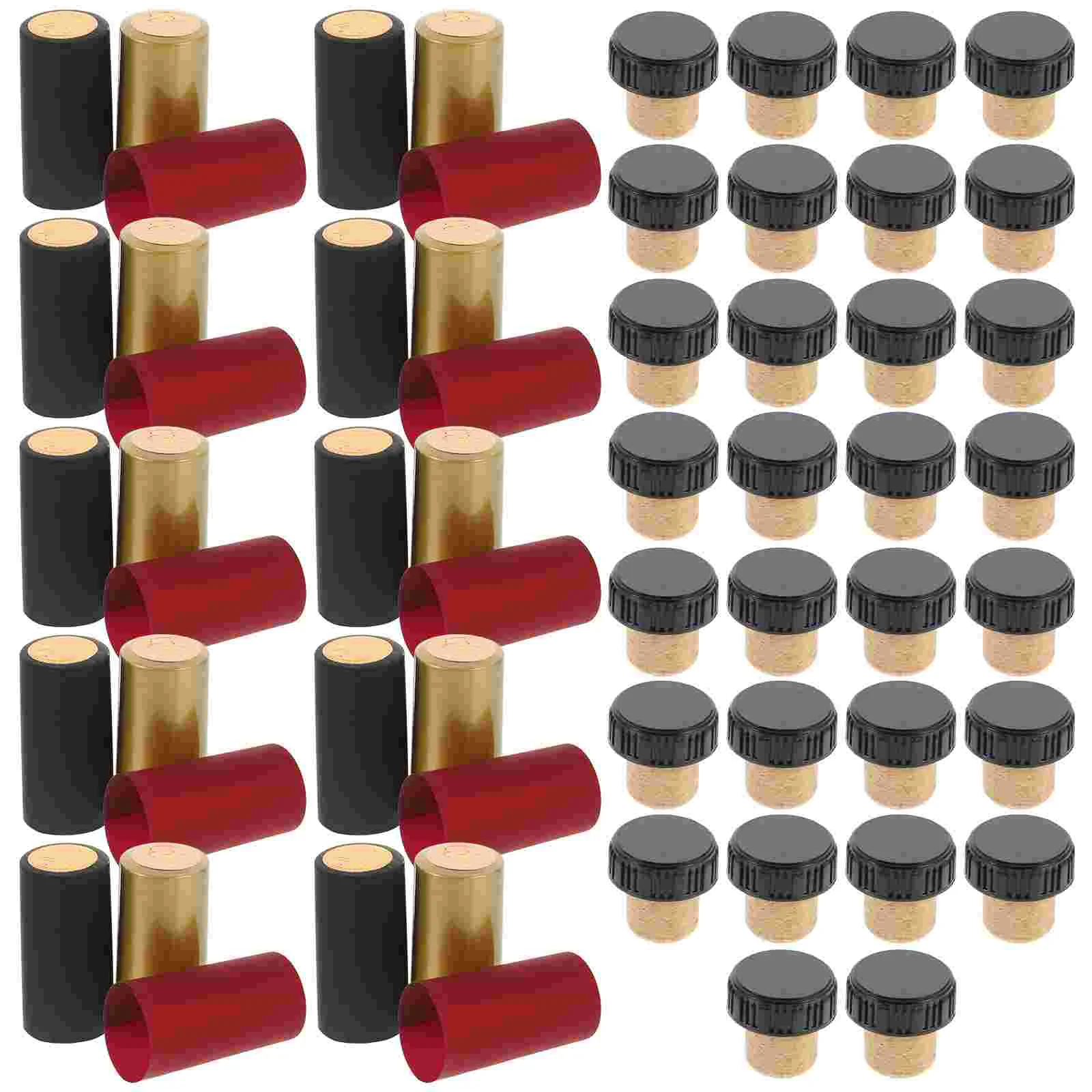 

1 Set Bottle Sealing Accessories Shrink Wraps Red Bottle Tops And Corks Kit
