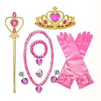 Princess Girls Anna Elsa Accessory Costume Photography Props Gloves Tiara Angle Fairy Wand Jewelry Set Fancy Dress Role Play 3