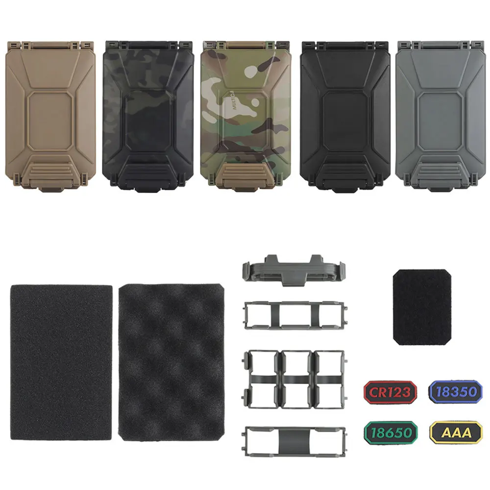 Scatola Di Immagazzinaggio Della Batteria Modulare Per Cr123 18350 18650 Aaa Cr2032 Molle Mount Classificazione Della Batteria Tattica Impermeabile Ca