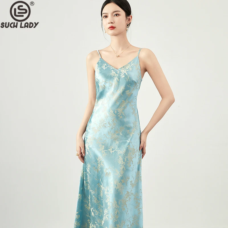 

Women's Runway Dresses Spaghetti Straps Floral Printed Jacquard High Street Fashion Casual Holiday Mid Vestidos