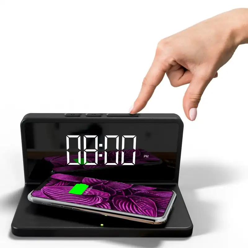 

LED Digital Alarm Clock and Wireless Mobile Phone Charger for Home, Office, Black Melting clock Alarm clocks Home decoration lux