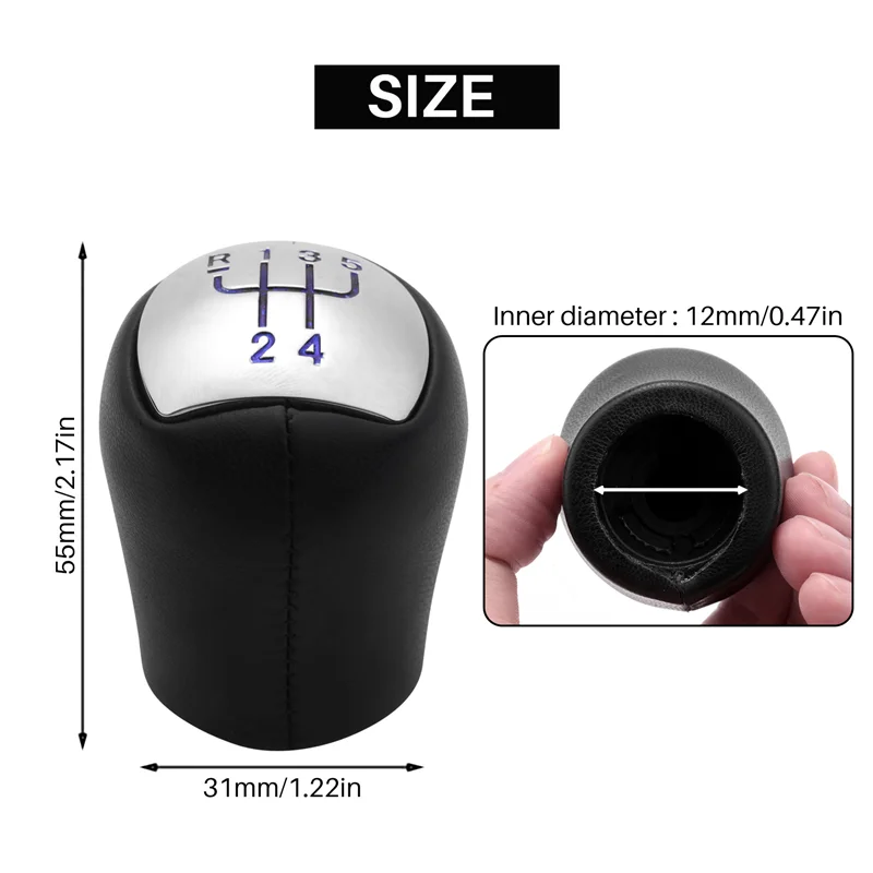 Pommeau de Levier de Vitesse Manuel en Cuir, 5 Vitesses, pour Renault