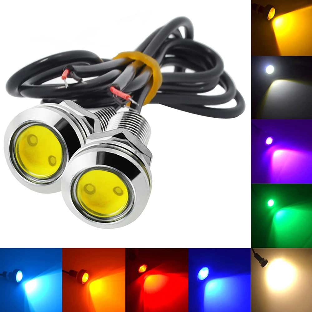 2 Pz Nuovo 18Mm Auto Eagle Eye Silver Shell Drl Led Luci Di Marcia Diurna Led 12V Backup Retromarcia Segnale Di Parcheggio Automobili Lampada