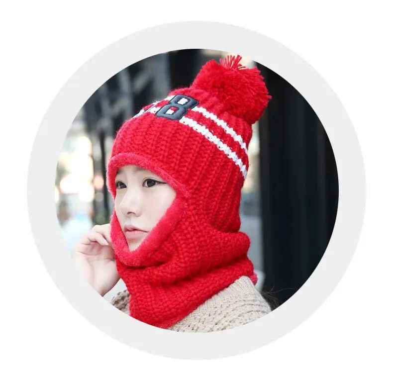 thermal aviator bomber hat Paragraph Hat Ms Korea Winter Earmuffs Cycling Sets Wind Knitting And Wool Warm Scarf Caps sheepskin bomber hat