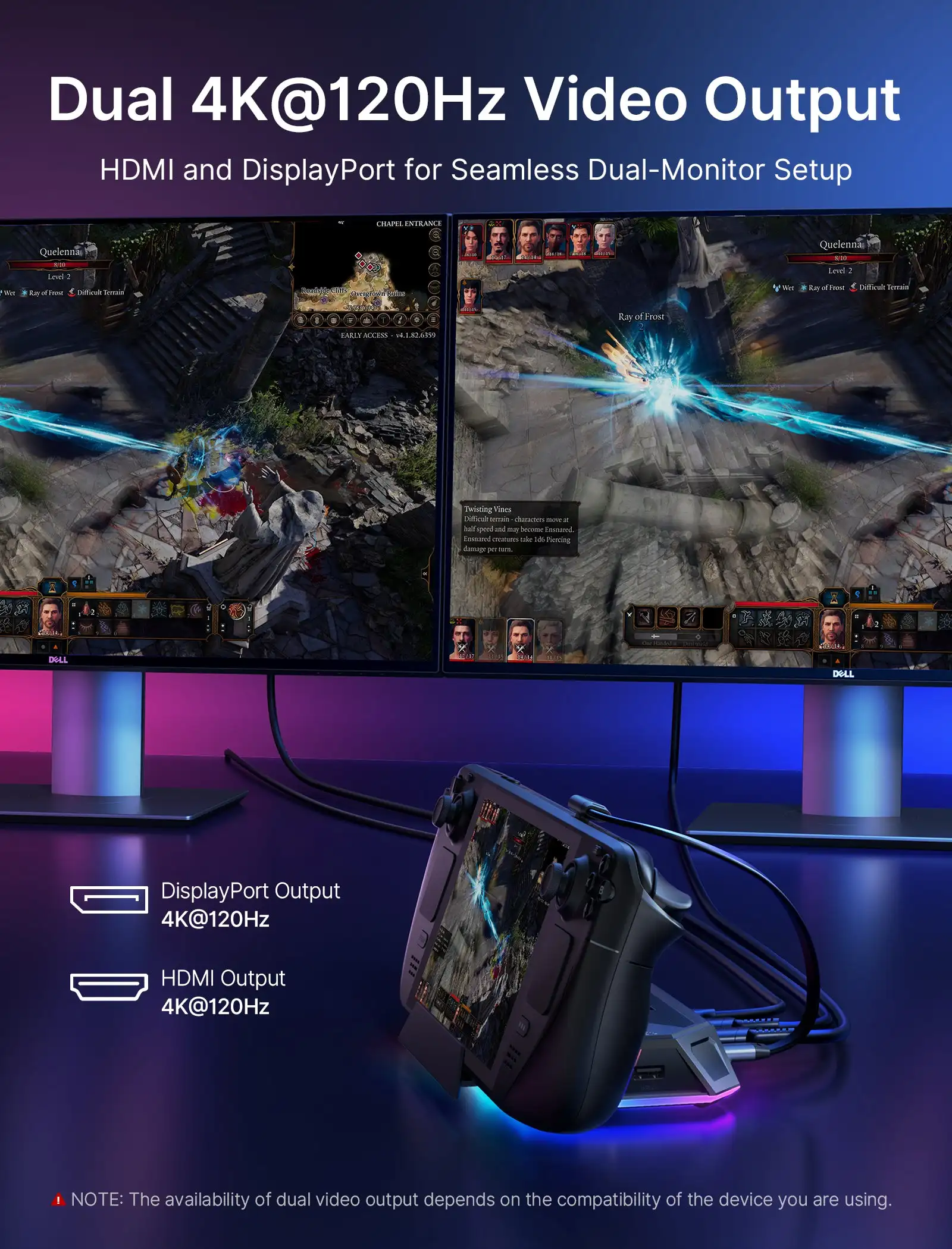 RGB Docking Station for Steam Deck, 8 in 1 Steam Deck Dock with HDMI 2.0 4K@120Hz for Valve Steam Deck RGB Dock Accessories 4