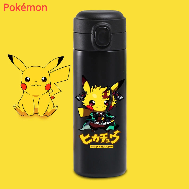 

Pokémon Peripheral Co-branded Pikachu Cartoon Insulation Cup Male and Female Student Water Cup 304 Stainless Steel Bouncing Cup