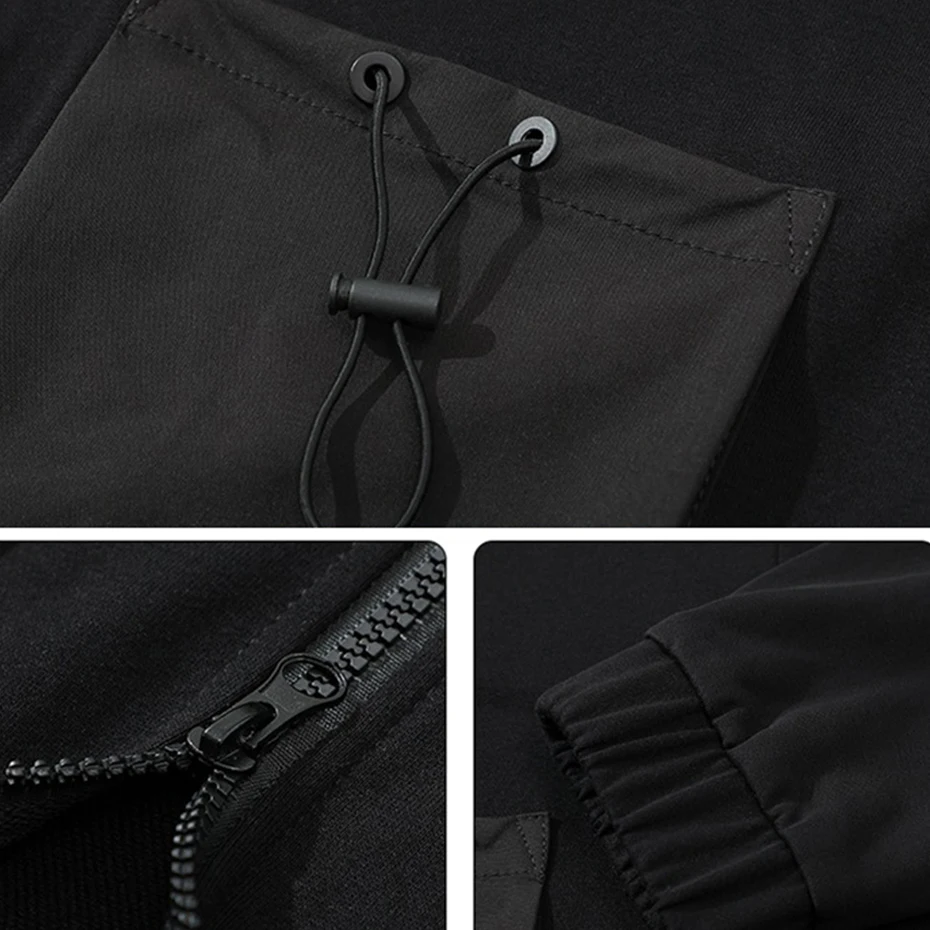 Multiple Pockets Cargo Jacket Men Windbreaker Camping Jacket Coat Fashion Casual Hooded Jackets Male Outdoor Outerwear
