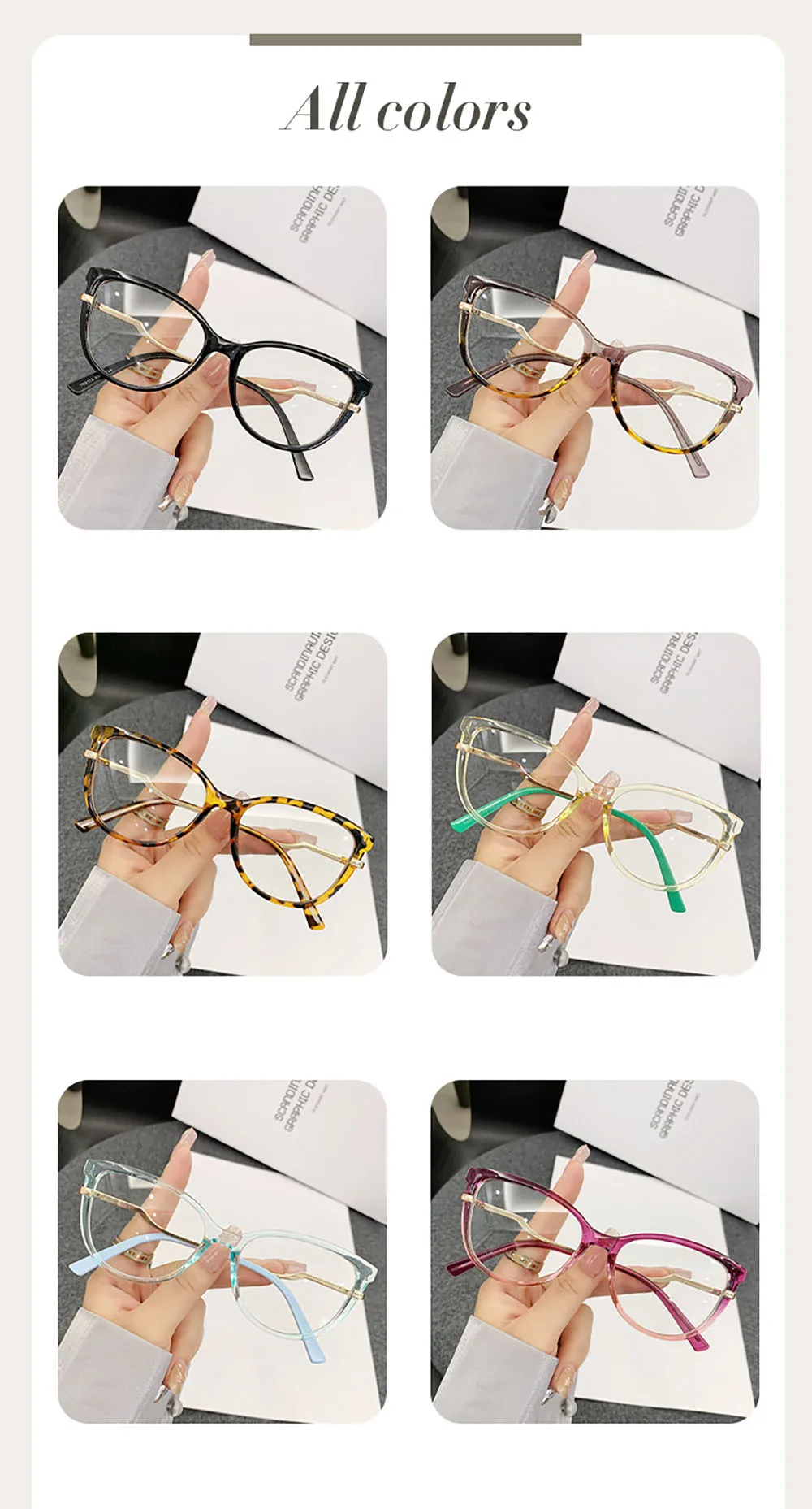 Fashion Eyeglasses Frame Trendy Computer Glasses  Eye Anti Blue Light Glasses Fashionable Tr90 Optical Spectacles For Party