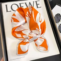 2023 Fashion 100% Real Silk Scarf 53cm Square Bandelet Women's Silk Temperament Small Scarf Neck Decorative Wrap Printed Scarves 5
