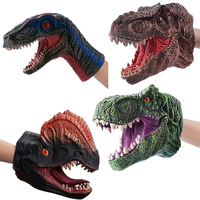 Soft Vinyl Rubber Animal Head Hand Puppet Figure Toys Gloves For Children Model Gift Dinosaur Hand Puppet Toys For Children 2