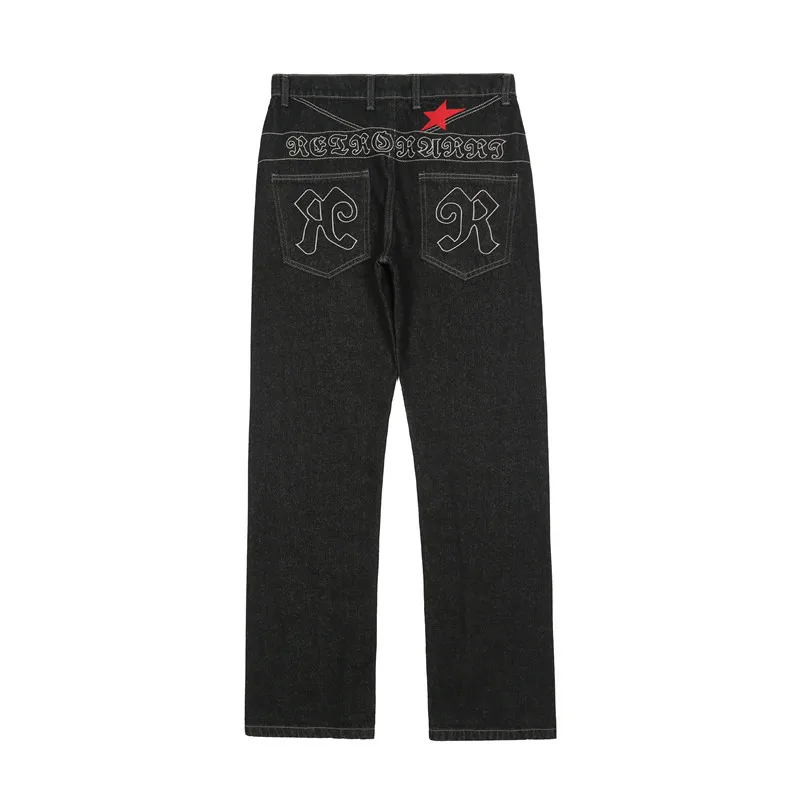 2024 Star Letter Embroidery Y2K Streetwear Baggy Jeans Pants For Men Clothes Straight Luxury Cotton Long Trousers Pantalon Homme 3