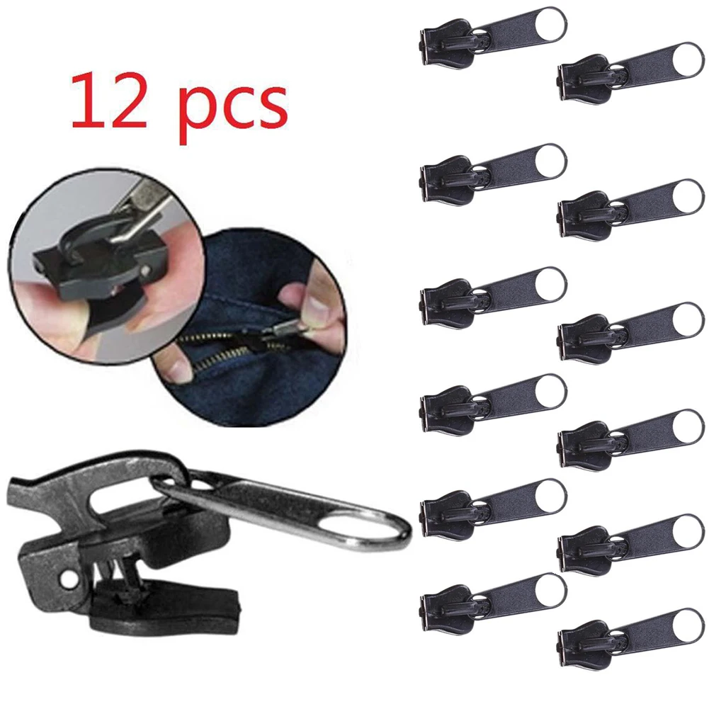 

12Pcs 3 Sizes Universal Instant Fix Zipper Repair Kit Replacement Zip Slider Teeth Rescue New Design Zippers Sewing Clothes