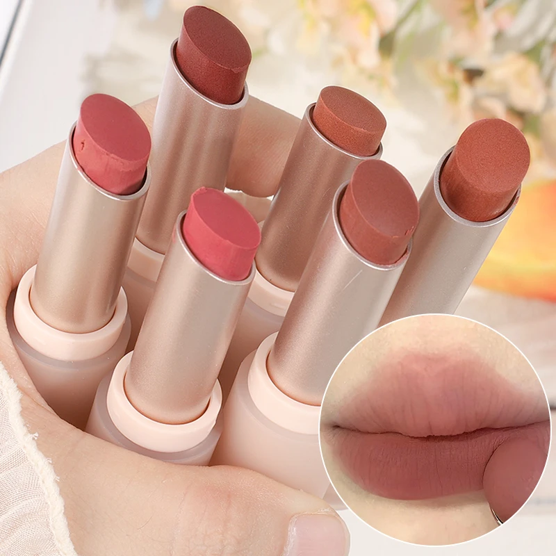 

6Colors Matte Nude Velvet Lipstick Long Lasting Non-stick Cup Sexy Red Lip Tint Waterproof Moisturizing Lipstick Makeup Cosmetic