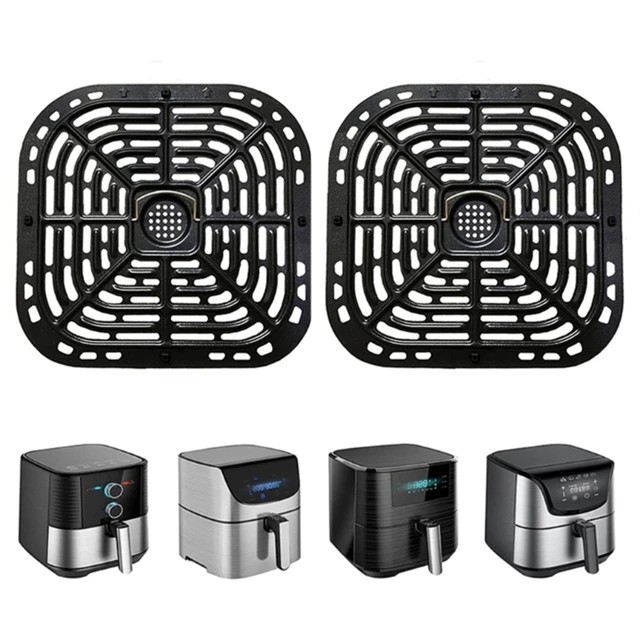 Air Fryer Grill Pan for Ninja Air Fryers, 2 Packs Replacement Air Fryer Crisper Plate Grill Plate Tray Accessories with Rubber Bumpers for Ninja