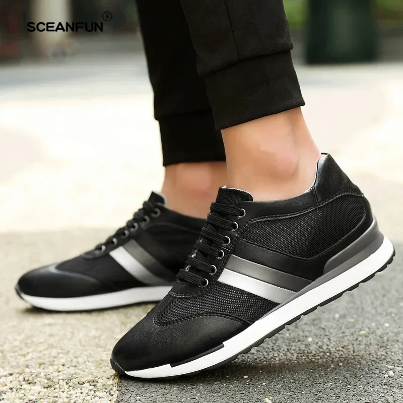 Summer mesh men sneakers breathable elevator shoes invisible height increasing work shoes Man 6cm 8cm sport casual height shoes 5