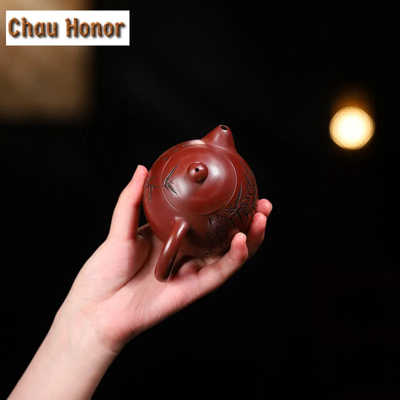 210ml Authentic Yixing Purple Clay Teapots Handmade Dargon Egg Pot Raw Ore Dragon Blood Sand Mud Tea Brewing Kettle Zisha Teaset