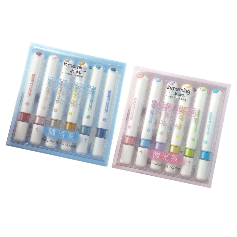 

J6PA Highlighter Pastel Colors, Tip Marker Pen, Assorted Colors, Quick Drying Highlighter Markers Color Highlighters