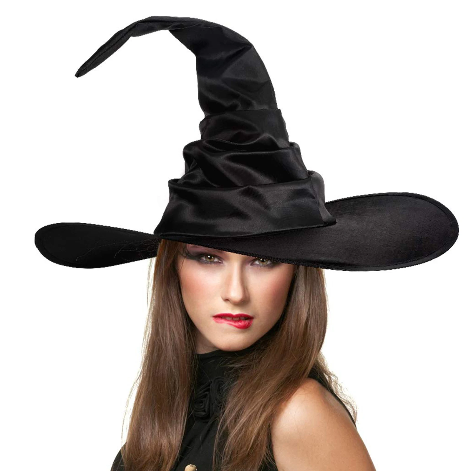 Halloween Witch Hat Halloween Folds Witch Wizard Adult Party Cosplay Costume Magician Hat Halloween Ball Party Props Dress Up Hat Accessory