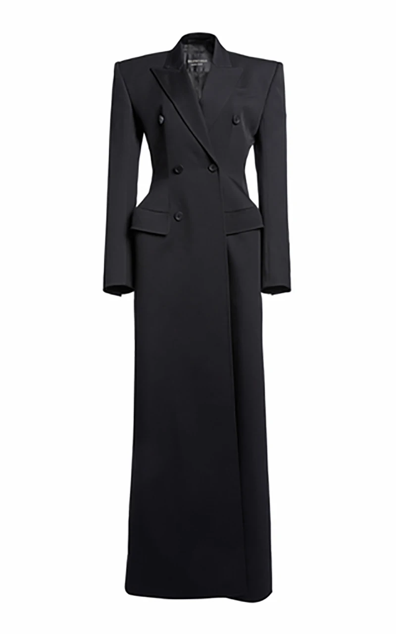 Black Suits for Women Long Blazer Jacket Business Formal Coat Slim Fitted Double Breasted Dress Customize