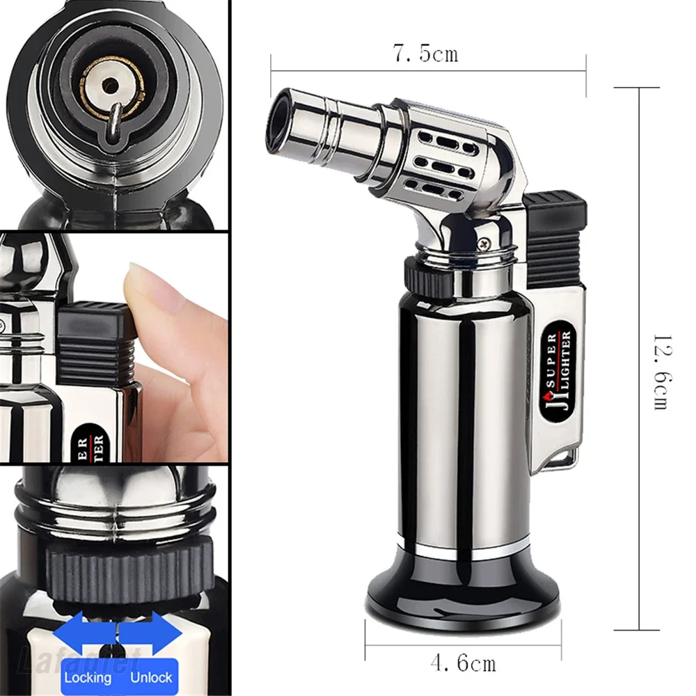 Metal Windproof Turbo Gas Lighters Welding Torch Kitchen Cooking Adjustable Flame Powerful Spray Gun Cigar Lighter For Men Gifts 6