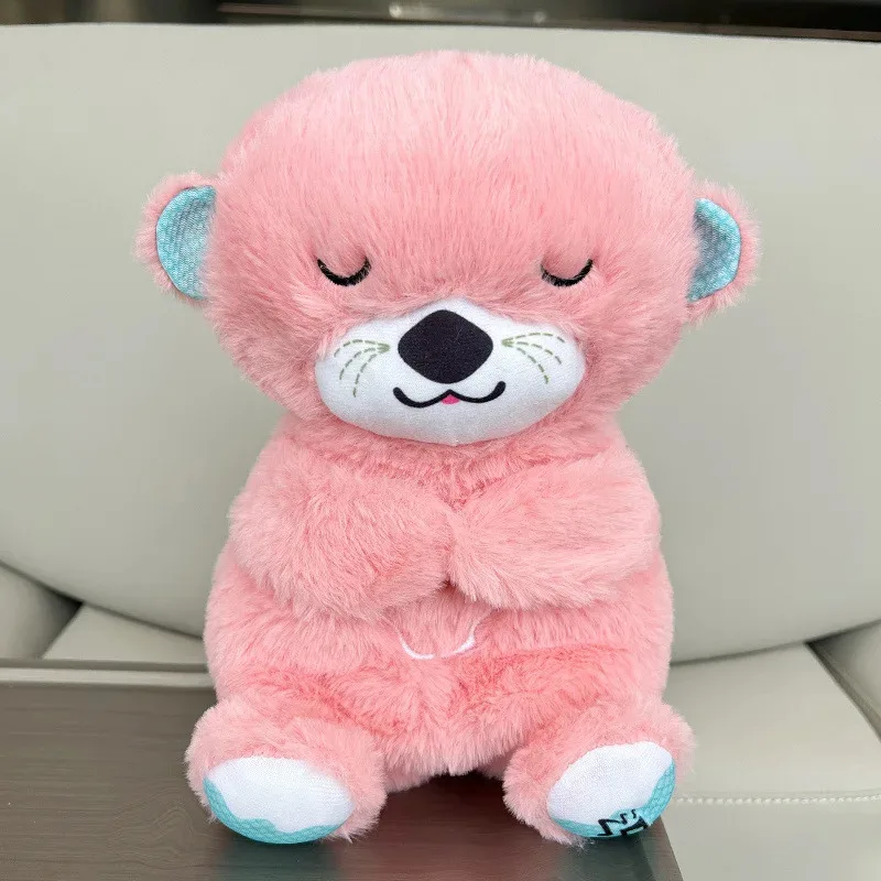 Plush Toys Breathing Otter Sleep and Playmate Otter Musical Stuffed Baby Plush Toy With Light Sound Newborn Sensory Comfortable Baby Gifts