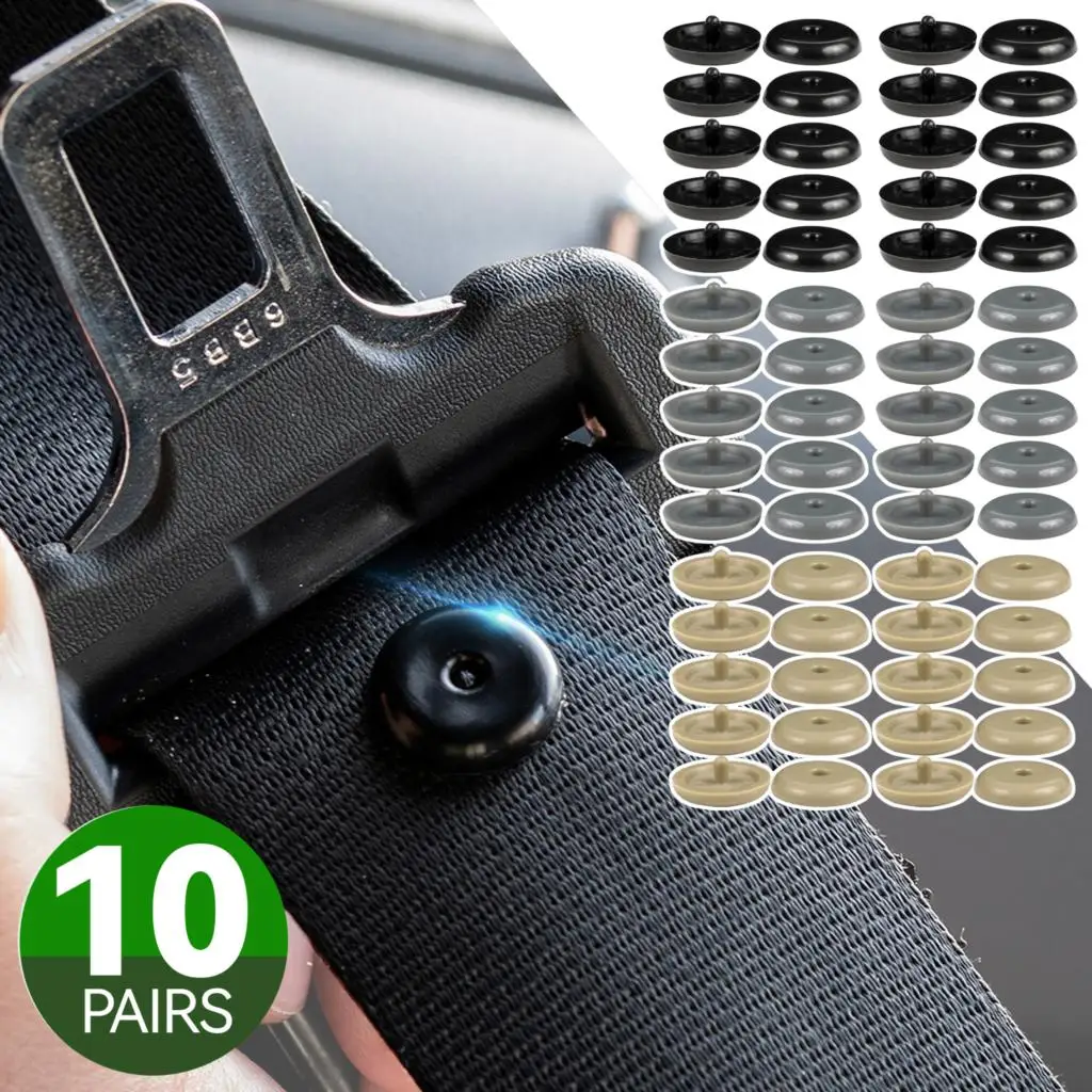 Car Seat Belt Stud Retainer Button Car Safety Buckle Drop Stopper Spacing Limit Holder Seatbelt Clip Stop Black Grey Beige 10set