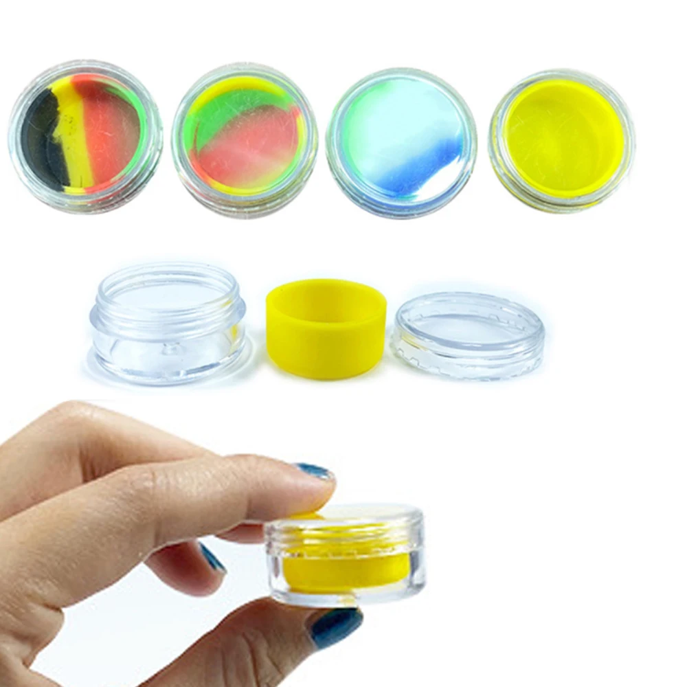 

100Pcs Jar 5ml Nonstick Silicone Container Bottle Face Cream Jars Oil Storage Box Makeup Case Cosmetic Smoking Accessories