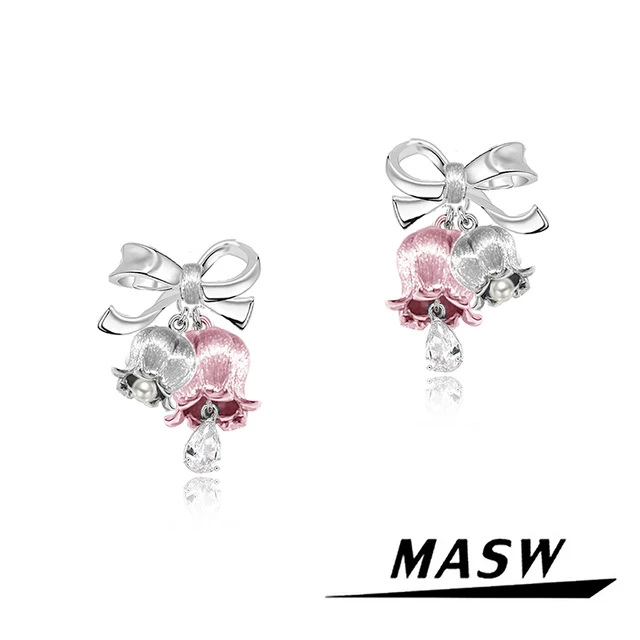 MASW Original Design Cute style Temperament Pretty Flower Earrings For Women Female Gifts Sweet Jewelry Fashion Accessories