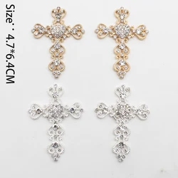 5pcs Metal Cross Alloy Rhinestone Crafts For Necklace Jewelry Box Decoration Material Accessories 4.7*6.4cm
