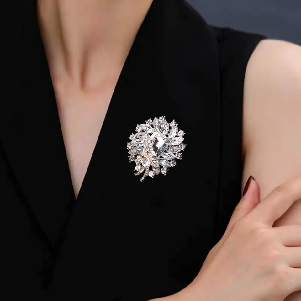 Spilla Foglia Viola Con Cristalli - Accessorio Elegante Per Abiti, Sciarpe E Cappotti - Regalo Perfetto - Foto 11