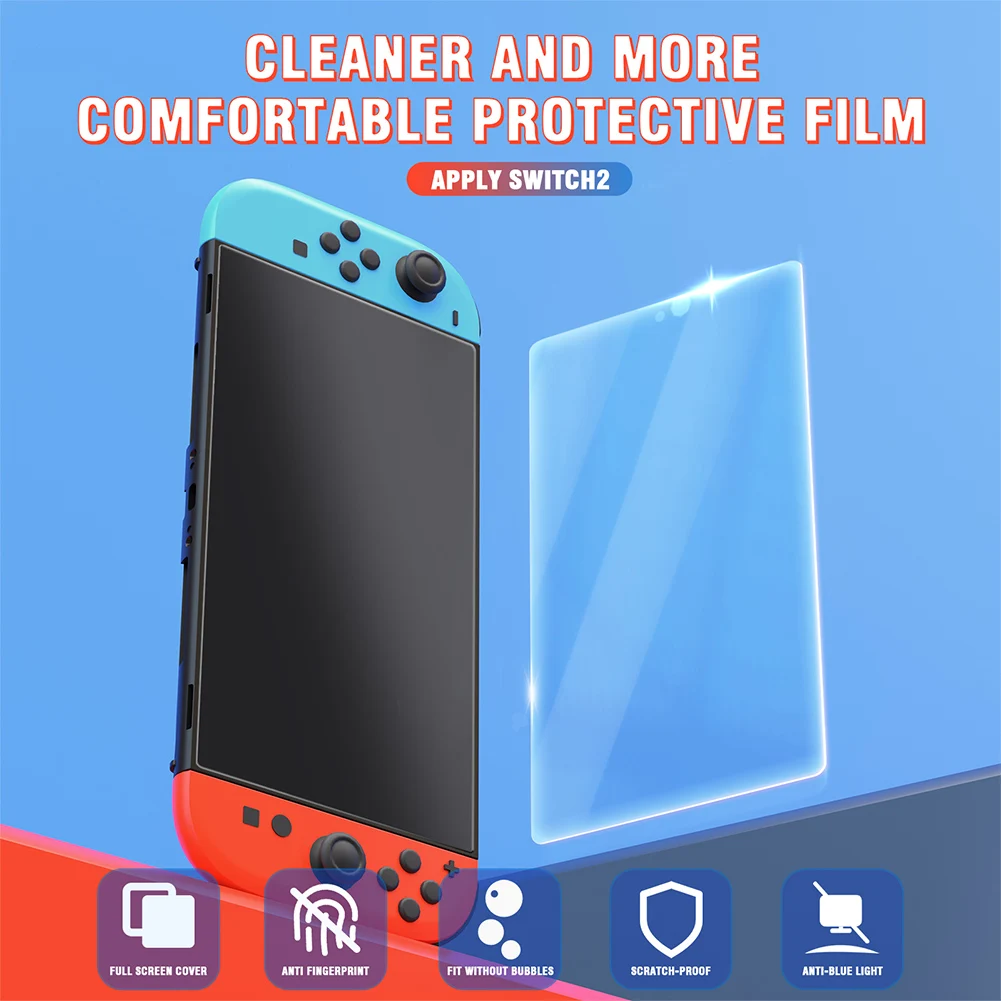 1/2PCS Clear Tempered Glass For Nintendo Switch 2 Anti-Scratch Screen Protector Anti-Glare Screen Tempered Film Game Accessories