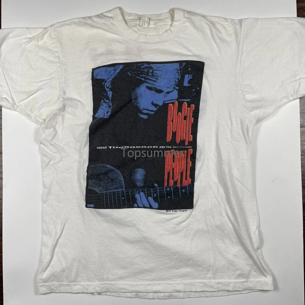 T-Shirt Da Concerto Vintage George Thorogood 1991 Boogie People Large White