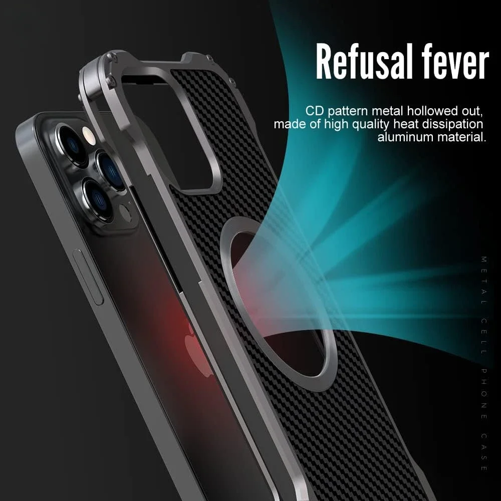 For iPhone 15 14 Plus 13 12 Pro Max Full Body Premium Aluminum Metal Case Sturdy Shockproof Protective Cover Camera Protector