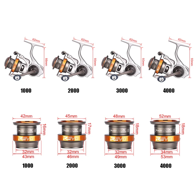 Original REVO3 X 1000 2000 3000 4000, Spinning Fishing Reel 6.2:1 6+1BB AMG