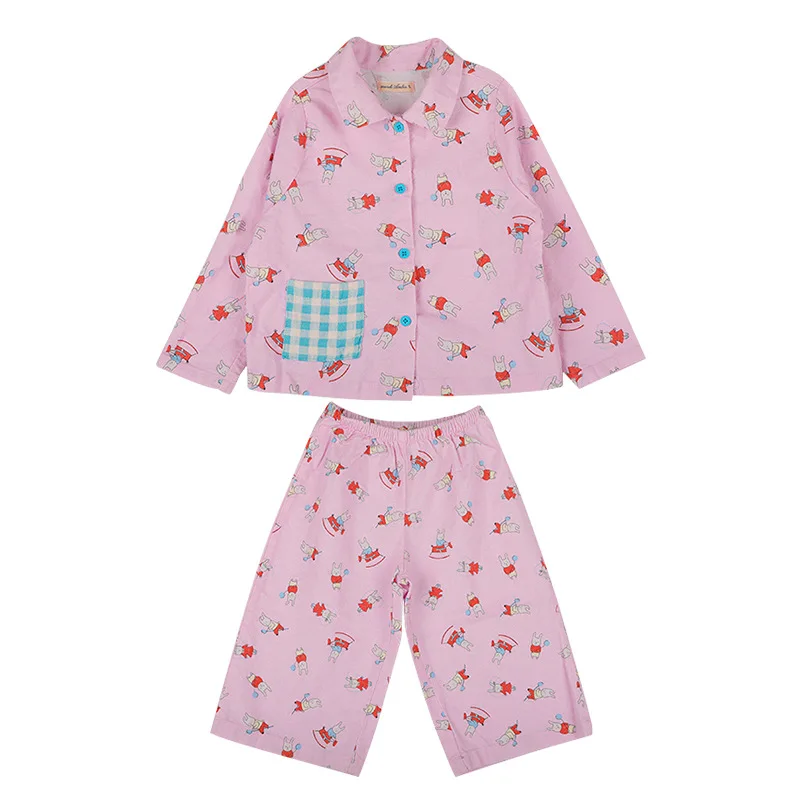 Girls Clothes 2022 Spring And Summer New Pink Rabbit Cotton Pajamas Cute And Comfortable Girls Home Clothes Children's Clothing Sleepwear & Robes for baby Sleepwear & Robes