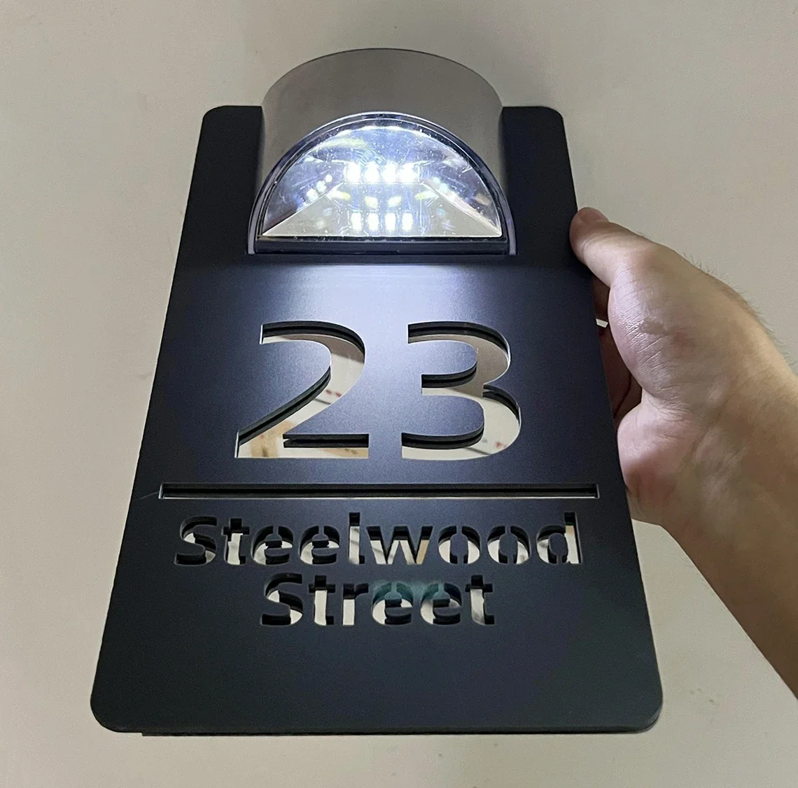 House number signs door signs house wall plaques personalised exterior solar house number sign LED light house plaque 3D laser cutting street family name door sign
