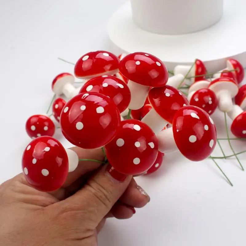 Miniature Red Mushroom DIY Craft Garden Ornament - Artificial Foam Potted Plant for Micro Landscape & Bonsai Decor