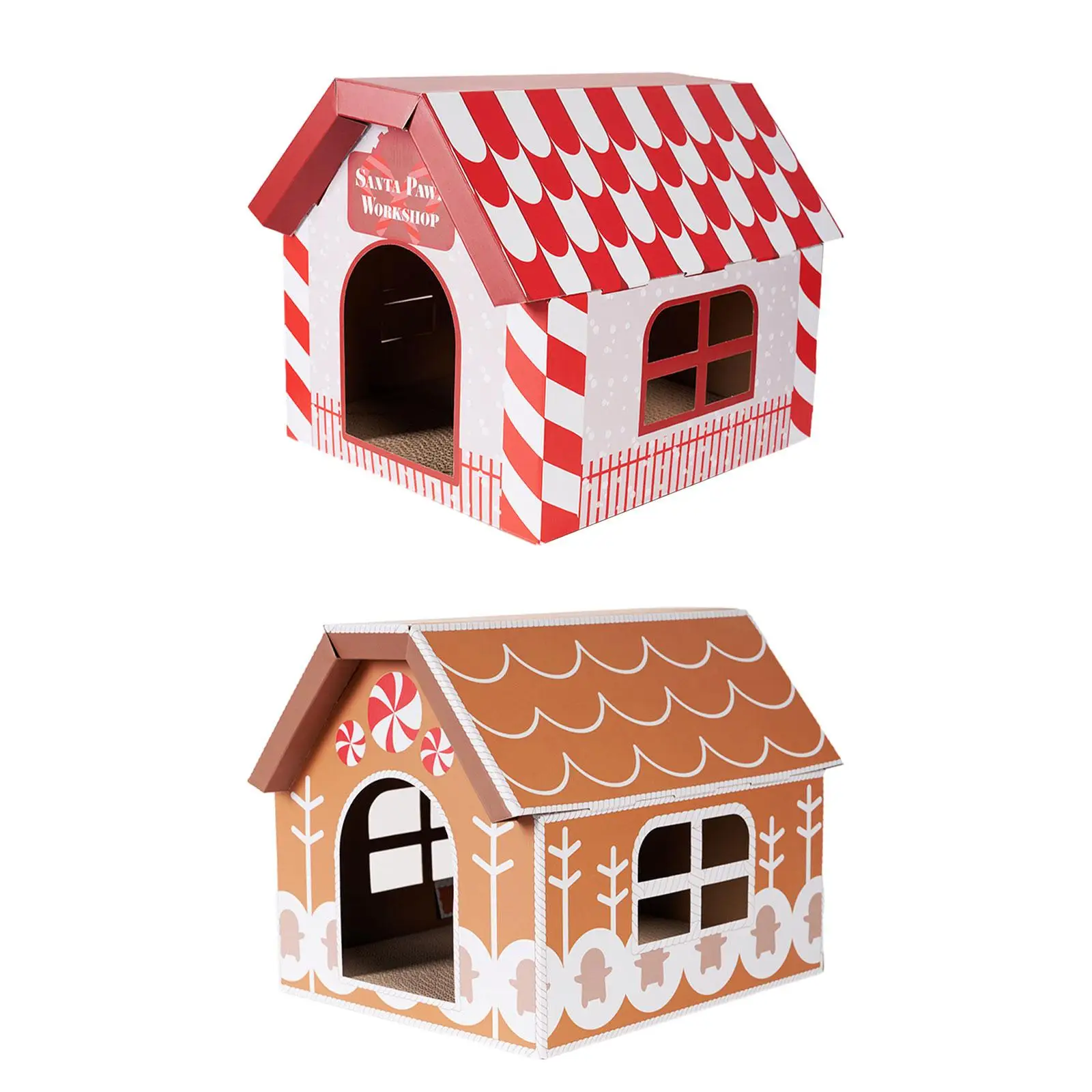 

Cat Scratcher House Cat Cardboard House Scratching Pad Christmas Decoration for