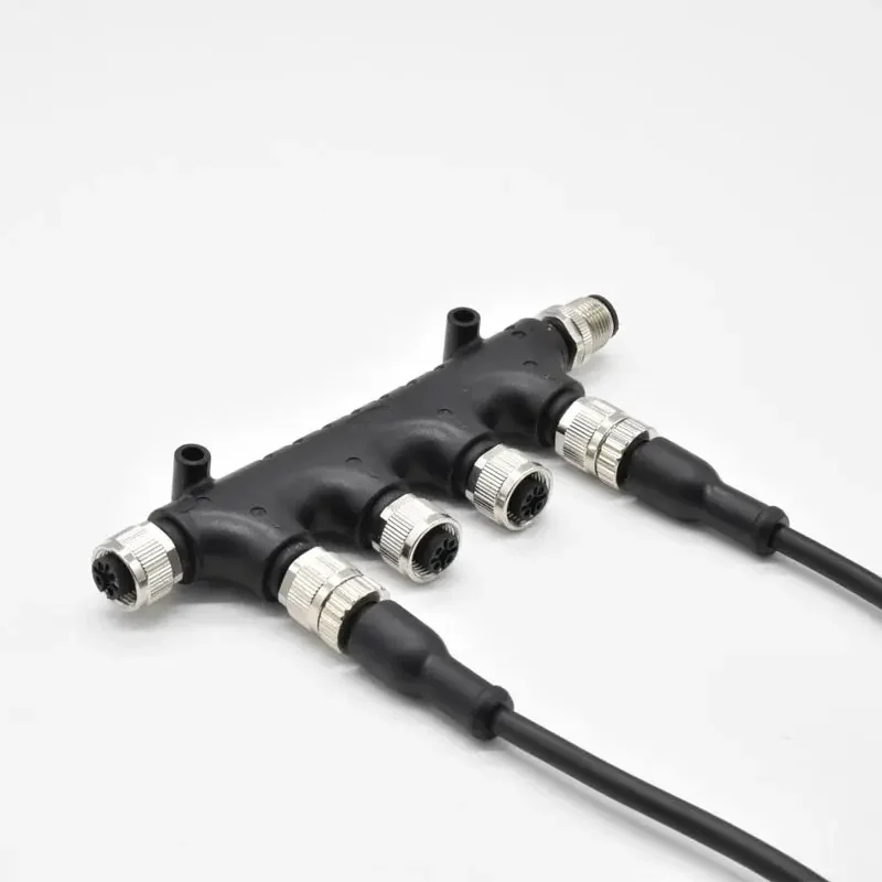 M12 T-Type 3 Way Conectores de alimentação,