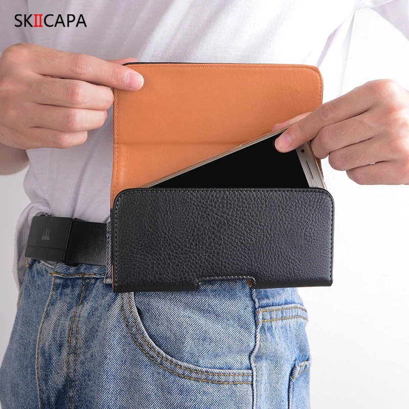 Universal Leather Phone Pouch with Belt Clip Holster
