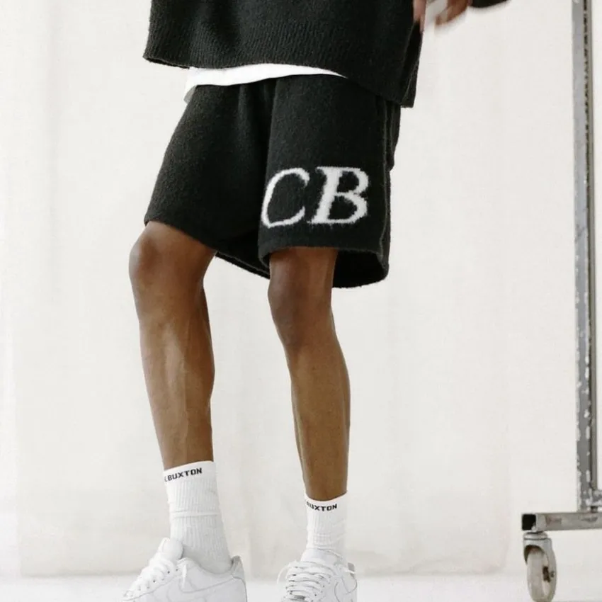 

Персиковые, черные, серые, Коул Бакстон свитер на шнуровке шорты для мужчин и женщин 1:1 лучшее качество Летние Стильные жаккардовые трикотажные шорты с логотипом CB