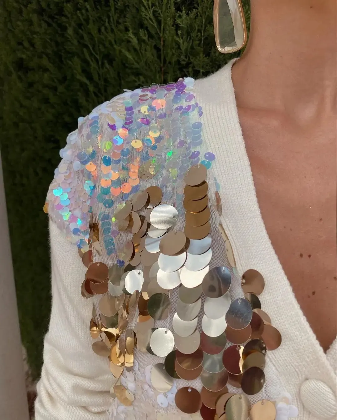 여성용 우아한 스팽글 니트 가디건, 브이넥 풀슬리브 스웨터 코트, 우아한 오피스 레이디 니트웨어 재킷